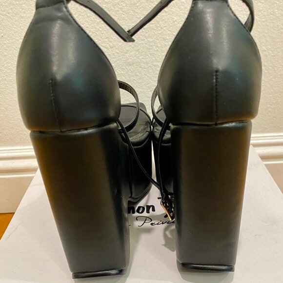 LEMON DROP BY PRIVILEGED BLACK PLATFORM SANDALS SIZE 5/35 - Picture 5 of 7